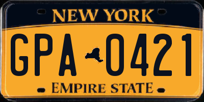 NY license plate GPA0421