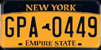 NY license plate GPA0449