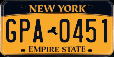 NY license plate GPA0451