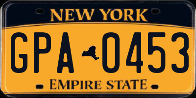 NY license plate GPA0453