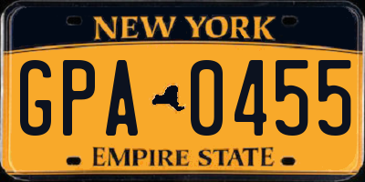 NY license plate GPA0455