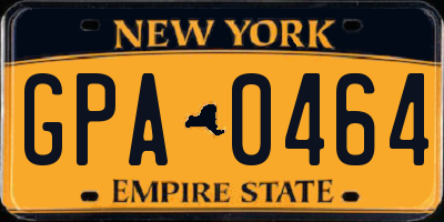 NY license plate GPA0464