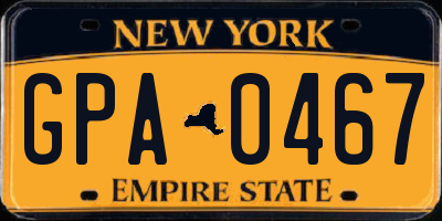 NY license plate GPA0467