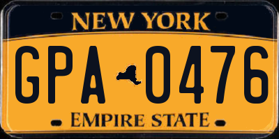 NY license plate GPA0476