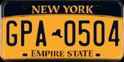 NY license plate GPA0504