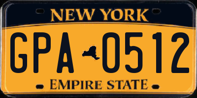 NY license plate GPA0512