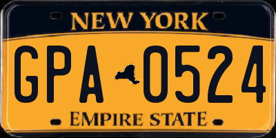 NY license plate GPA0524