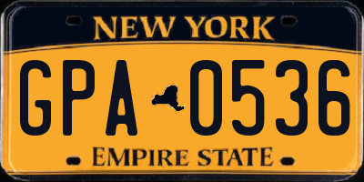 NY license plate GPA0536