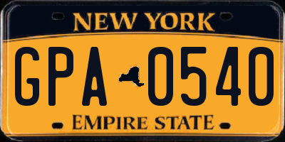 NY license plate GPA0540