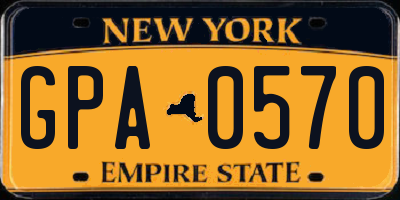 NY license plate GPA0570