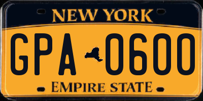 NY license plate GPA0600