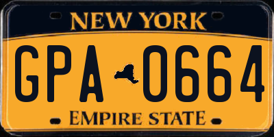 NY license plate GPA0664