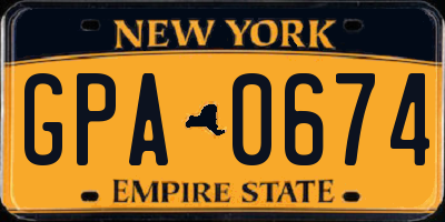 NY license plate GPA0674