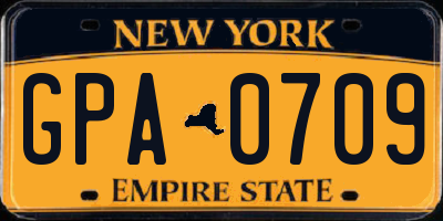 NY license plate GPA0709