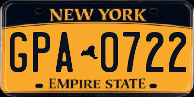 NY license plate GPA0722