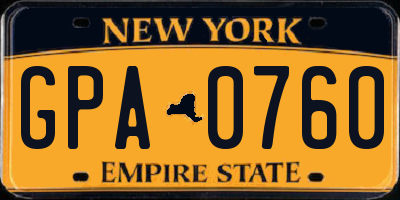 NY license plate GPA0760