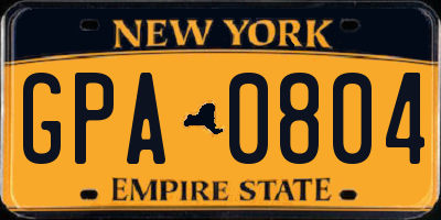 NY license plate GPA0804