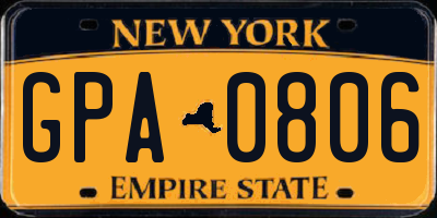 NY license plate GPA0806