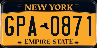 NY license plate GPA0871