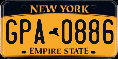 NY license plate GPA0886