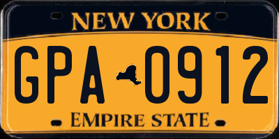 NY license plate GPA0912
