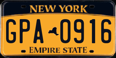 NY license plate GPA0916