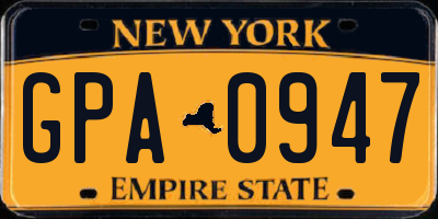 NY license plate GPA0947