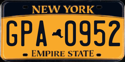 NY license plate GPA0952