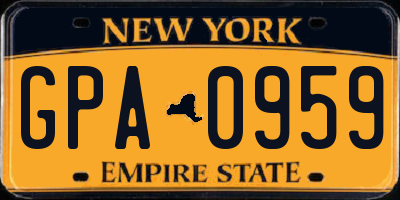 NY license plate GPA0959