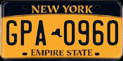 NY license plate GPA0960