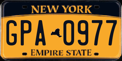 NY license plate GPA0977
