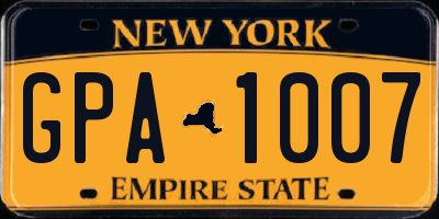 NY license plate GPA1007