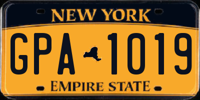 NY license plate GPA1019