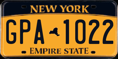 NY license plate GPA1022