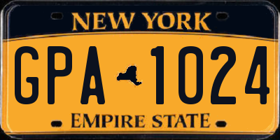 NY license plate GPA1024