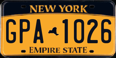 NY license plate GPA1026