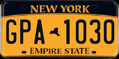 NY license plate GPA1030