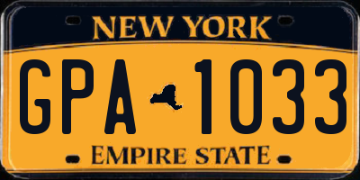 NY license plate GPA1033