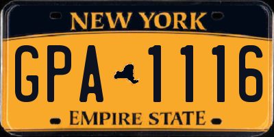 NY license plate GPA1116
