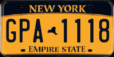 NY license plate GPA1118