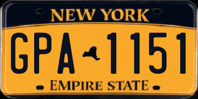 NY license plate GPA1151