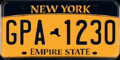 NY license plate GPA1230