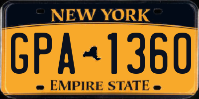 NY license plate GPA1360