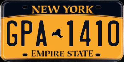 NY license plate GPA1410