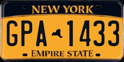 NY license plate GPA1433