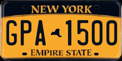 NY license plate GPA1500