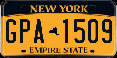 NY license plate GPA1509