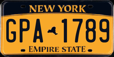 NY license plate GPA1789