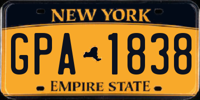 NY license plate GPA1838