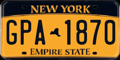 NY license plate GPA1870